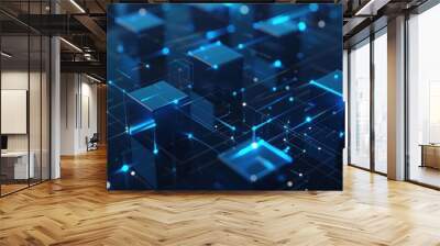 Futuristic and abstract cube wallpaper background that looks like a building Wall mural