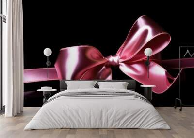 pink ribbon on black background Wall mural