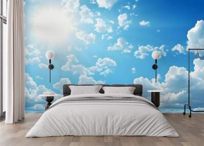 sunny sky background whith clouds Wall mural