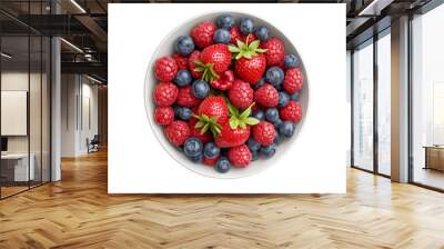 Bowl of fresh strawberries and blueberries, healthy fruit mix Wall mural