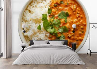 Delicious Indian Curry with Rice and Cilantro Wall mural