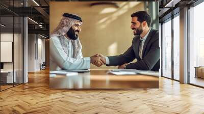 Business handshake between two men in office Wall mural