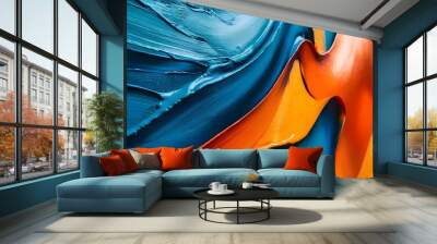 A vibrant blend of complementary colors, blue and orange, on a canvas, change, innovation. Wall mural