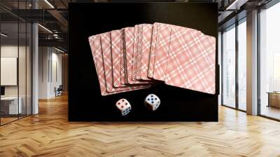 two dice and playing cards Wall mural