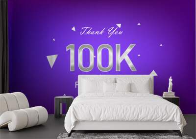 thank you for 100k followers in social media card Wall mural