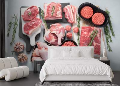 Assortment of raw meats Wall mural