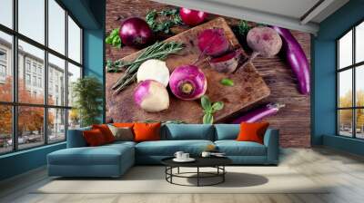 Collection of purple vegetables Wall mural