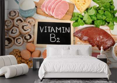 Foods Highest in Vitamin B2 (Riboflavin) Wall mural