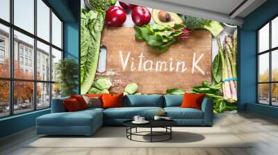 Foods rich in vitamin K. Wall mural