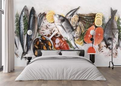 Fresh raw seafood. Wall mural