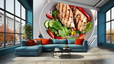 Grilled chicken fillet and vegetable salad Wall mural