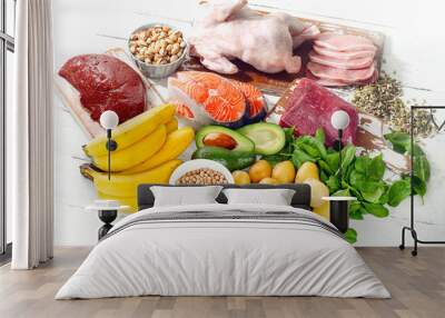 Natural products rich in vitamin B6. Healthy food concept. Wall mural