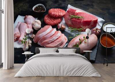 Raw meat assortment Wall mural