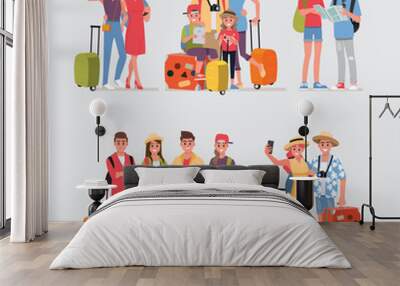 Happy group of teen and Family traveler Wall mural