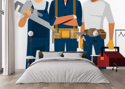 Technician and builders and engineers and mechanics png Wall mural