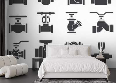 Valve and Taps icon set Wall mural