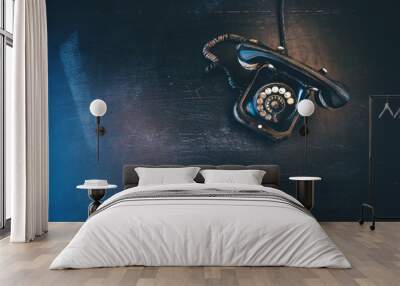 Black vintage landline telephone Wall mural