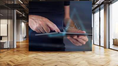 Business chart on digital tablet computer Wall mural