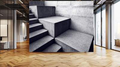 Urban concrete staircase, abstract architectural background Wall mural