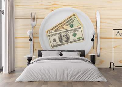 USA dollars served on plate as dinner Wall mural