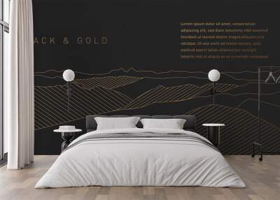 Black and Gold Pattern Background Wall mural