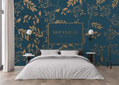 Green and Gold Botanical Background Wall mural