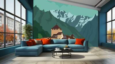 Liechtenstein Vector Illustration Background Wall mural