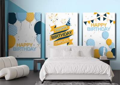 Set of Happy Birthday Poster Wall mural