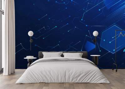 a blue abstract background with hexagonal shapes Wall mural