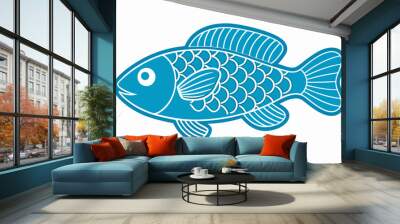 Crappie clean color silhouette vector art illustration design Wall mural