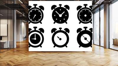 Different style Retro Alarm Timepiece logo icons, Set of Alarm icon silhouette vector illustration
 Wall mural