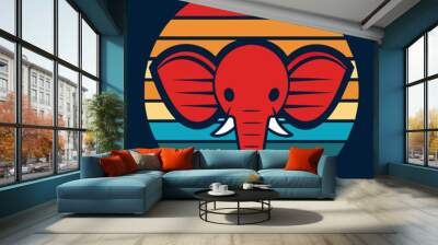 Elephant head summer t-shirt design vector art illustration Wall mural