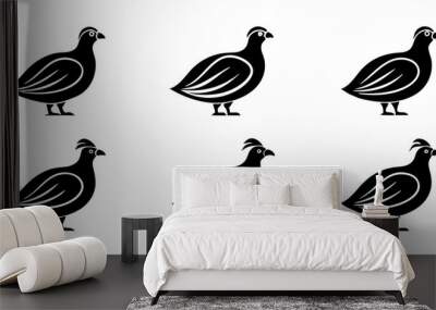 Quail logo icons. set of illustrations quail silhouette icon style vector art.
 Wall mural