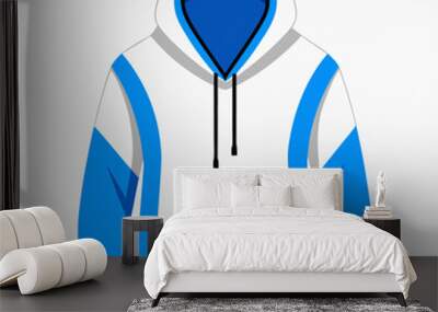 Realistic white and blue hoodies vector design on a white background Wall mural