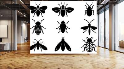 Set of insect icons silhouette vector illustration Wall mural