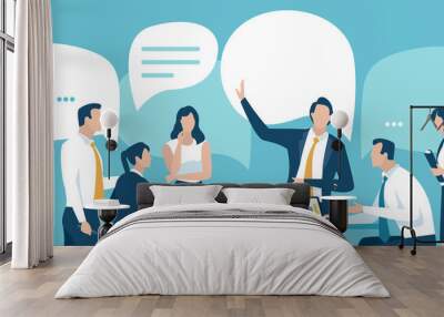 Business meeting. Teamwork and communication concept. Vector illustration. Wall mural