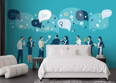 Discussion. Plan. Teamwork. Business vector illustration. Wall mural