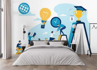 Education, learning, graduate, support, concept vector illustration Wall mural