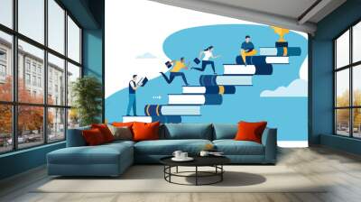 Education, study. Stairway to knowledge. Vector illustration Wall mural