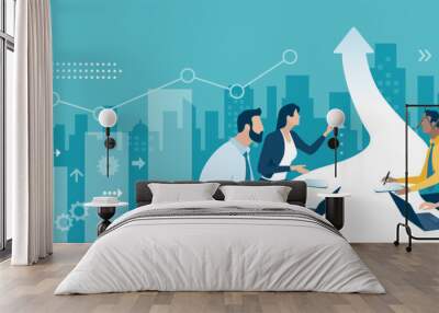 Plan, goal and successful business strategy. Path to the success. Vector illustration. Wall mural