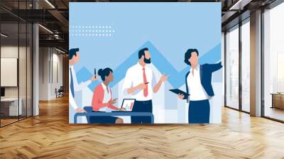 Presentation, vision, strategy . The female leader. Discussing business plan. Vector illustration  Wall mural