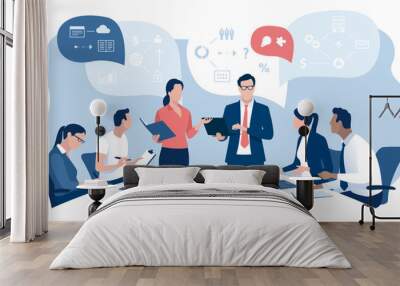 Presentation. Business meeting. Teamwork and communication concept. Vector illustration.
 Wall mural