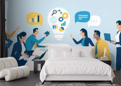 Project. Brainstorming. Discussion about a business strategy. Business vector illustration. Wall mural