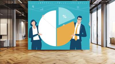 Stock market. Market Share. The business team divides the business pie chart. Business concept illustration Wall mural