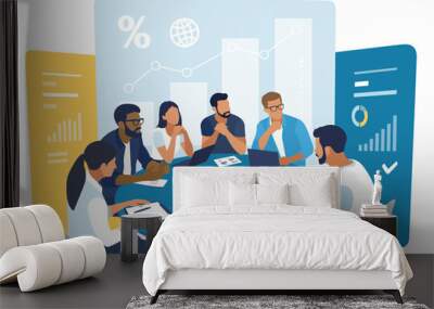 Strategy. Discussion. Teamwork. Business vector illustration.  Wall mural