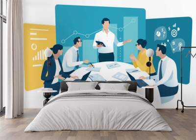 Strategy. Teamwork. Growth. Business vector illustration.
 Wall mural