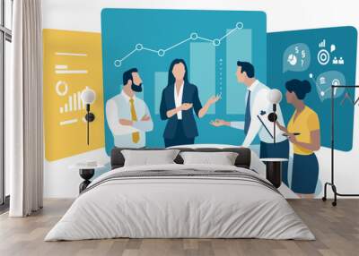 Strategy. Teamwork. Growth. Business vector illustration.
 Wall mural