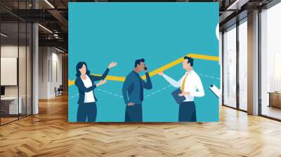 Success strategy. A group of business people lifting a business curve. Business vector illustration. Wall mural