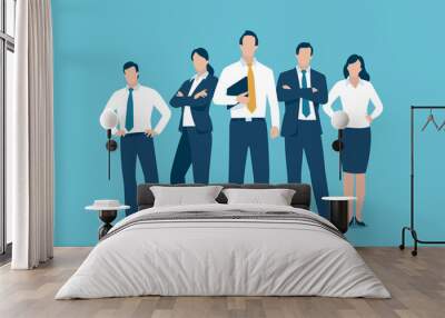 Successful leader and his team. Business vector illustration. Wall mural