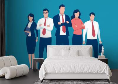 Successful team of five people. Business vector illustration. Wall mural